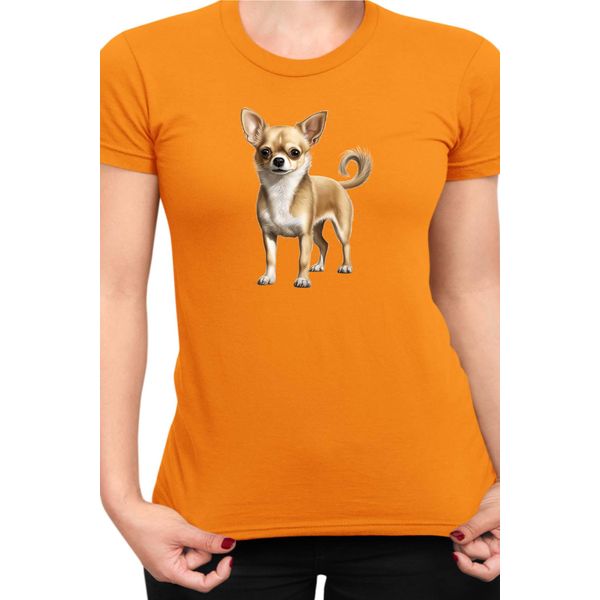 Maglietta Da Donna Dogs Breeds Chihuahua Dog Breed 005, Lady Xs , Orange-image