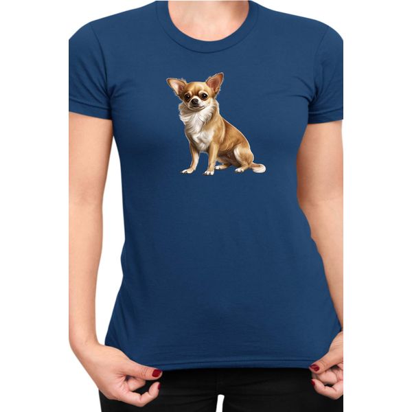 Maglietta Da Donna Dogs Breeds Chihuahua Dog Breed 006, Lady Xl , Bleu Foncé-image