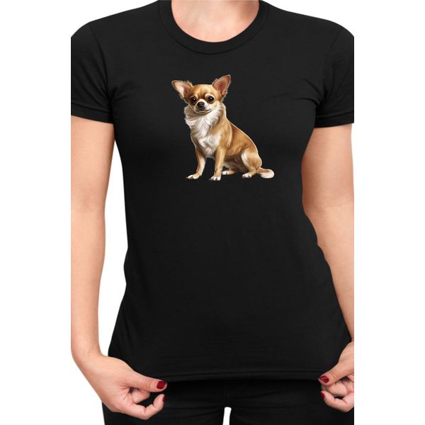 Maglietta Da Donna Dogs Breeds Chihuahua Dog Breed 006, Lady L , Noir-image