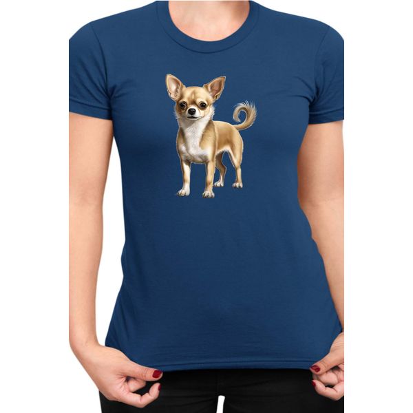 Maglietta Da Donna Dogs Breeds Chihuahua Dog Breed 005, Lady Xl , Bleu Foncé-image