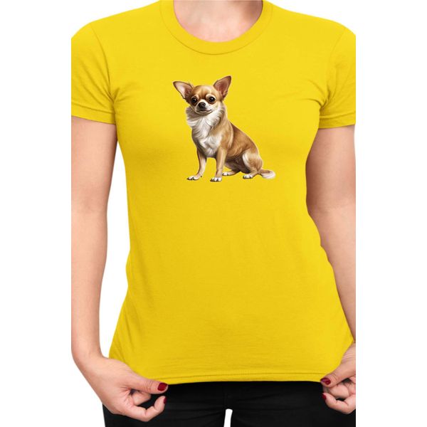 Maglietta Da Donna Dogs Breeds Chihuahua Dog Breed 006, Lady Xl , Jaune-image