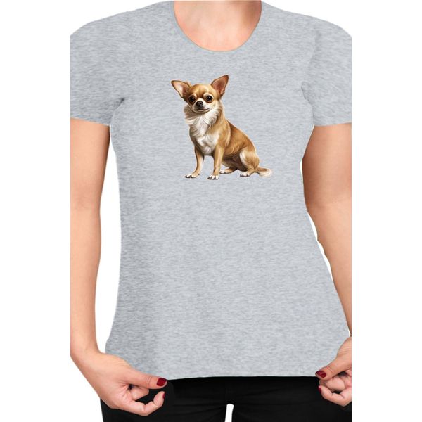 Maglietta Da Donna Dogs Breeds Chihuahua Dog Breed 006, Lady 2XL , Gris-image
