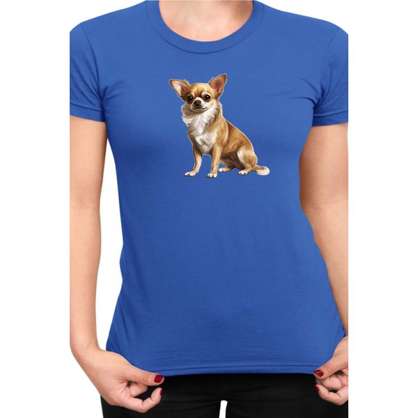 Maglietta Da Donna Dogs Breeds Chihuahua Dog Breed 006, Lady S , Bleu-image