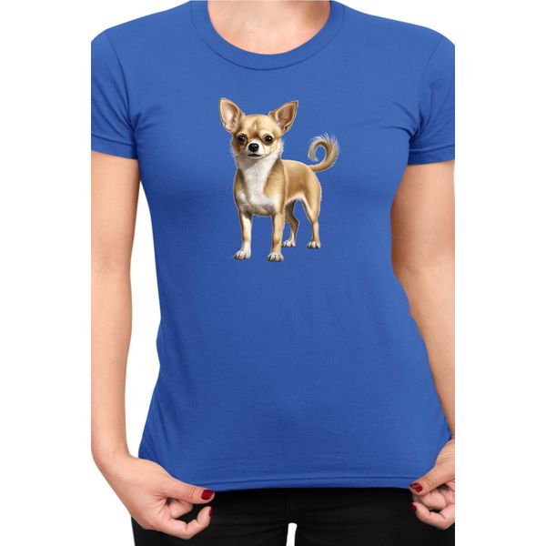 Maglietta Da Donna Dogs Breeds Chihuahua Dog Breed 005, Lady M , Bleu-image