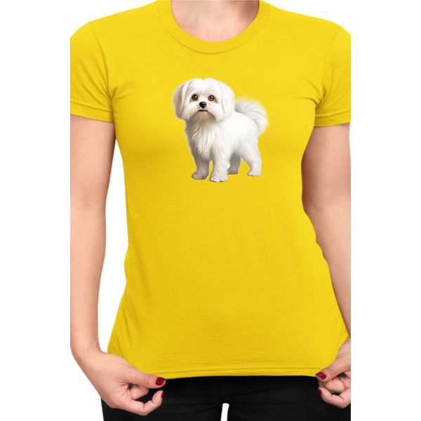 Maglietta Da Donna Dogs Breeds Maltese Dog Breed 005, Lady Xl , Jaune-image
