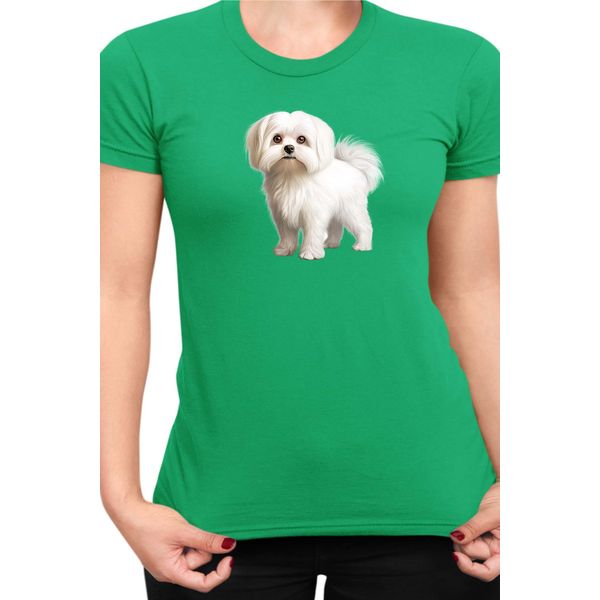 Maglietta Da Donna Dogs Breeds Maltese Dog Breed 005, Lady 2XL , Vert-image