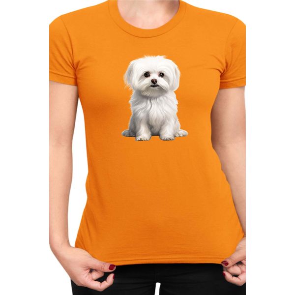Maglietta Da Donna Dogs Breeds Maltese Dog Breed 006, Lady Xs , Orange-image