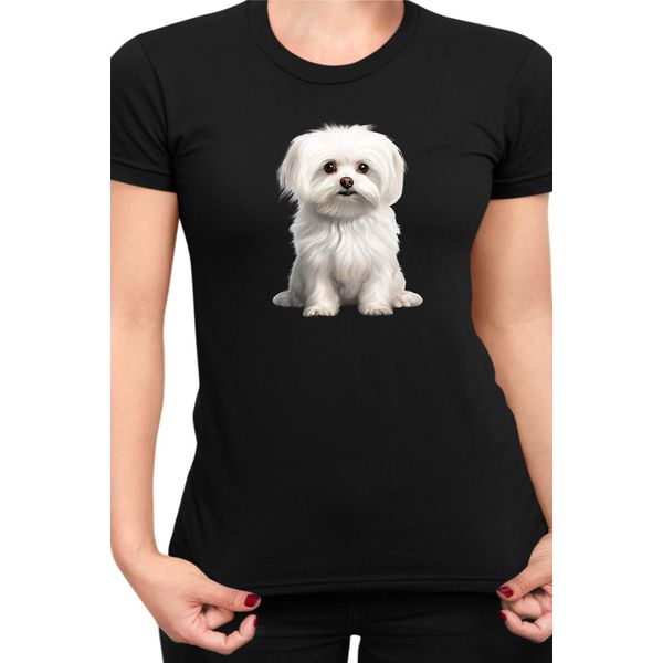Maglietta Da Donna Dogs Breeds Maltese Dog Breed 006, Lady Xl , Noir-image