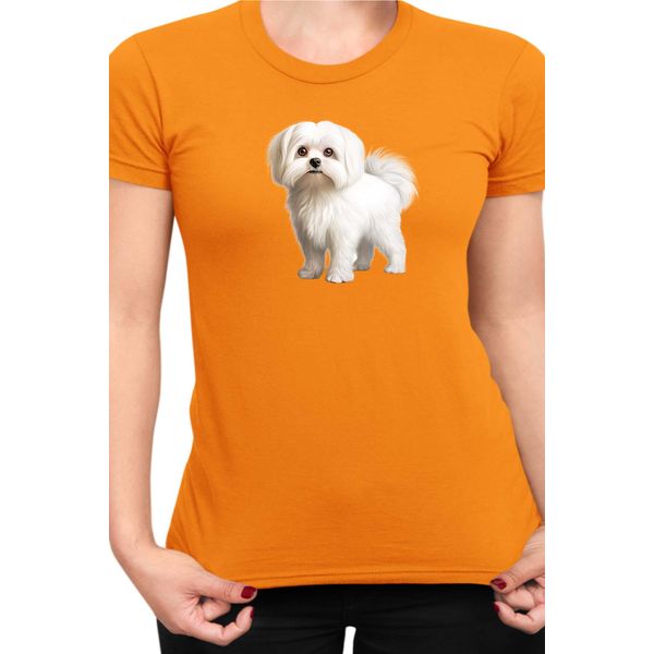Maglietta Da Donna Dogs Breeds Maltese Dog Breed 005, Lady S , Orange-image