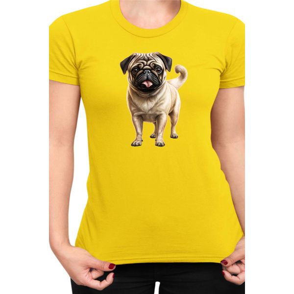 Maglietta Da Donna Dogs Breeds Pug Dog Breed 007, Lady Xs , Jaune-image