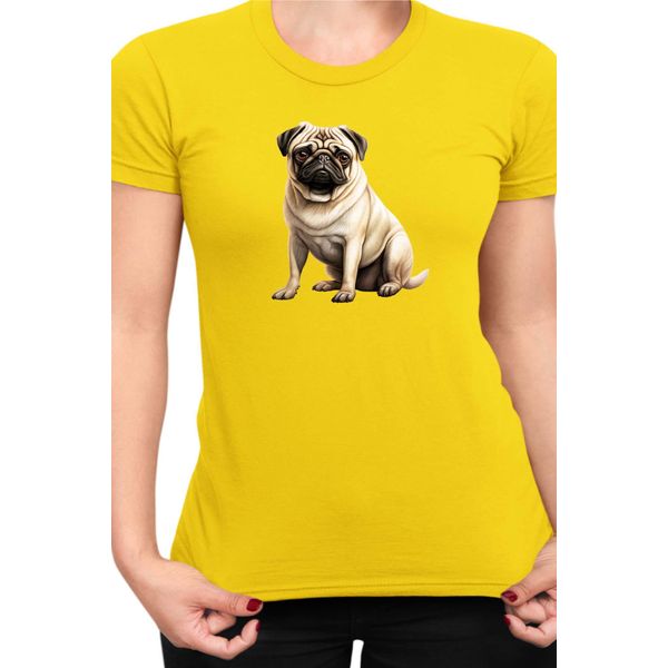 Maglietta Da Donna Dogs Breeds Pug Dog Breed 008, Lady 2XL , Jaune-image