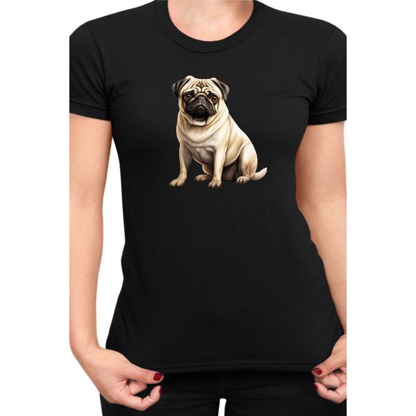 Maglietta Da Donna Dogs Breeds Pug Dog Breed 008, Lady Xl , Noir-image