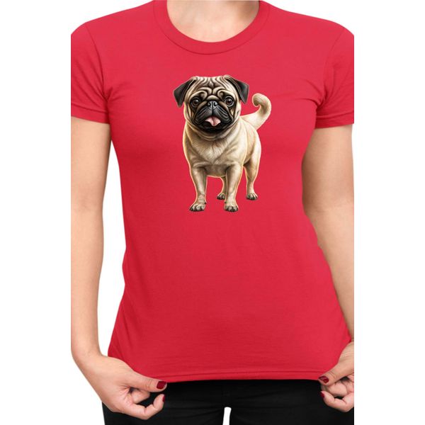 Maglietta Da Donna Dogs Breeds Pug Dog Breed 007, Lady M , Rouge-image