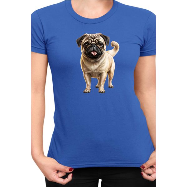 Maglietta Da Donna Dogs Breeds Pug Dog Breed 007, Lady Xs , Bleu-image