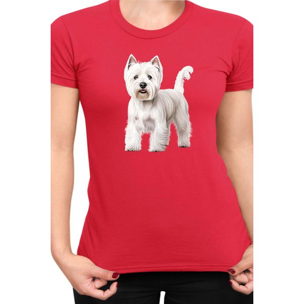 Maglietta Da Donna Dogs Breeds West Highland White Terrier Dog Breed 005, Lady S , Rouge-image