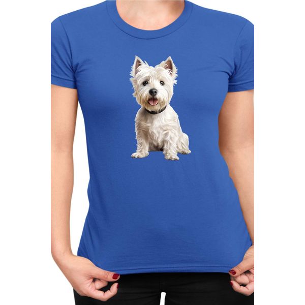 Maglietta Da Donna Dogs Breeds West Highland White Terrier Dog Breed 006, Lady S , Bleu-image
