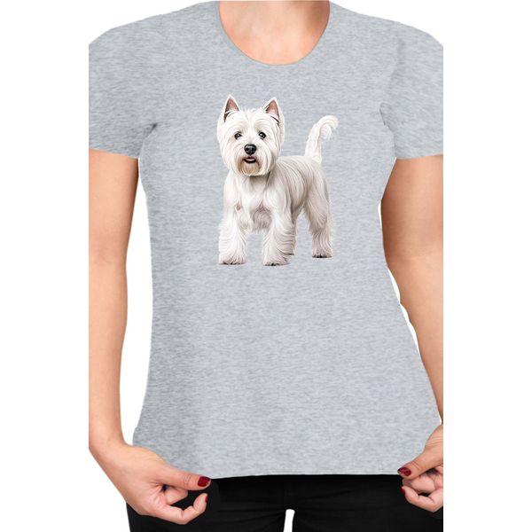 Maglietta Da Donna Dogs Breeds West Highland White Terrier Dog Breed 005, Lady L , Gris-image