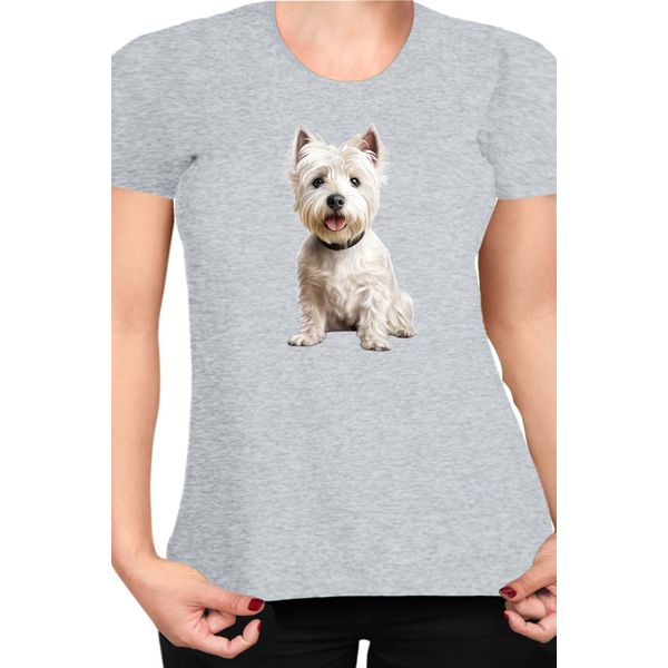 Maglietta Da Donna Dogs Breeds West Highland White Terrier Dog Breed 006, Lady L , Gris-image