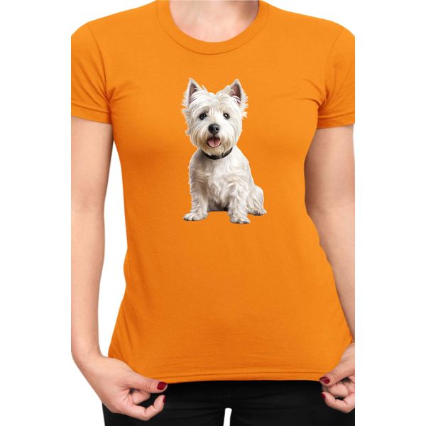 Maglietta Da Donna Dogs Breeds West Highland White Terrier Dog Breed 006, Lady Xl , Orange-image
