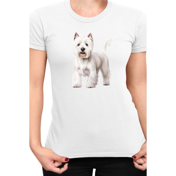 Maglietta Da Donna Dogs Breeds West Highland White Terrier Dog Breed 005, Lady 2XL , Blanc-image