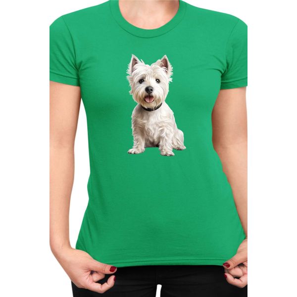 Maglietta Da Donna Dogs Breeds West Highland White Terrier Dog Breed 006, Lady 2XL , Vert-image