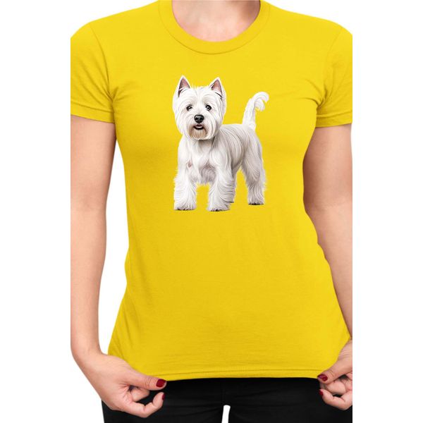 Maglietta Da Donna Dogs Breeds West Highland White Terrier Dog Breed 005, Lady 2XL , Jaune-image