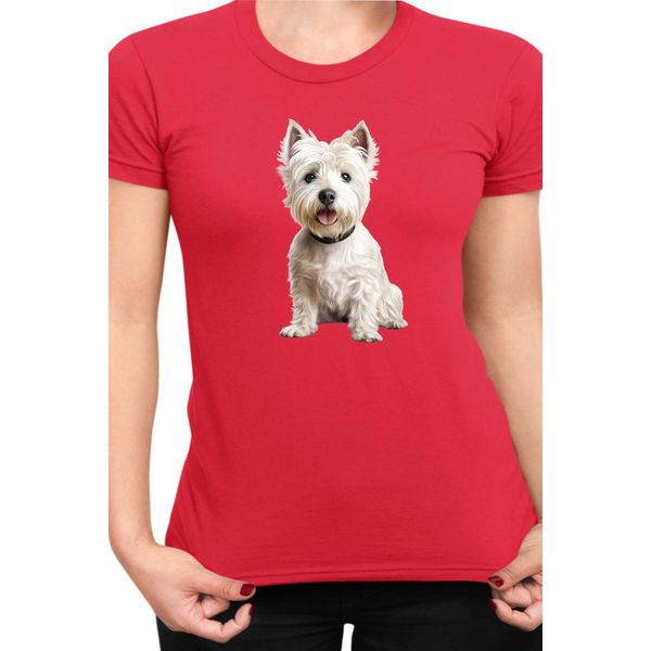 Maglietta Da Donna Dogs Breeds West Highland White Terrier Dog Breed 006, Lady 2XL , Rouge-image