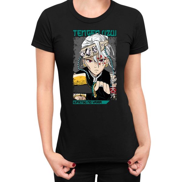 Maglietta Da Donna Demon Anime Slayer Kimetsu No Yaiba Uzui Tengen 001, Lady 2XL , Noir-image
