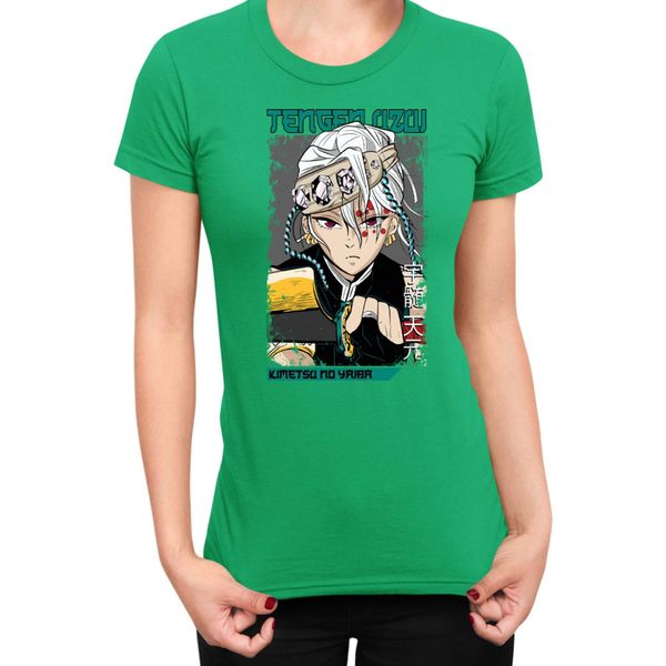 Maglietta Da Donna Demon Anime Slayer Kimetsu No Yaiba Uzui Tengen 001, Lady 2XL , Vert-image