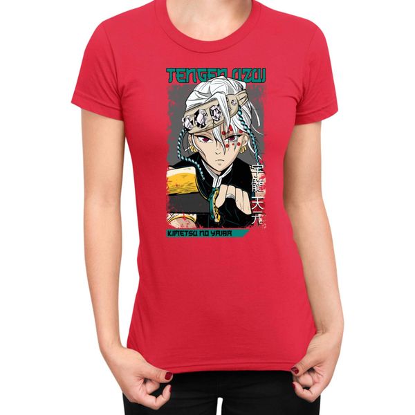 Maglietta Da Donna Demon Anime Slayer Kimetsu No Yaiba Uzui Tengen 001, Lady 2XL , Rouge-image