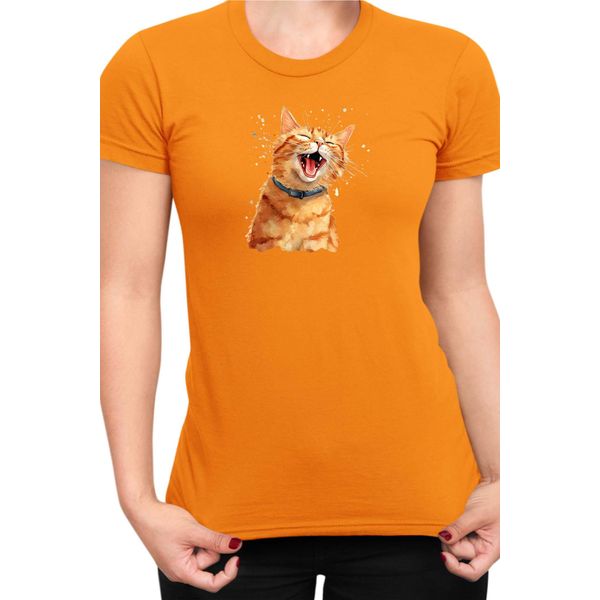 Maglietta Da Donna Funny Cats Breeds American Shorthair Cat, Lady Xs , Orange-image