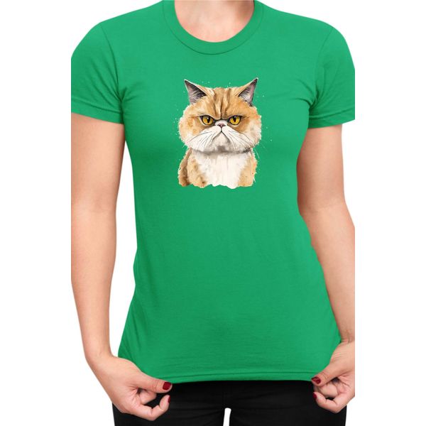 Maglietta Da Donna Funny Cats Breeds Exotic Shorthair Cat, Lady L , Vert-image