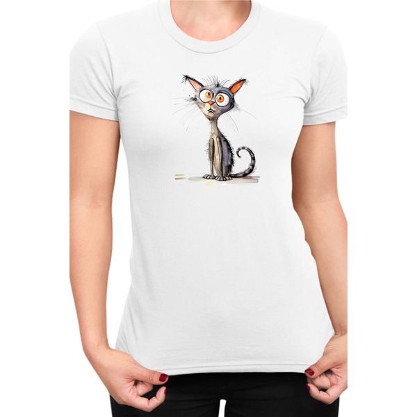 Maglietta Da Donna Funny Cats Breeds Oriental Shorthair Cat, Lady 2XL , Blanc-image