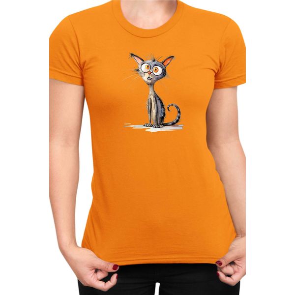 Maglietta Da Donna Funny Cats Breeds Oriental Shorthair Cat, Lady 2XL , Orange-image