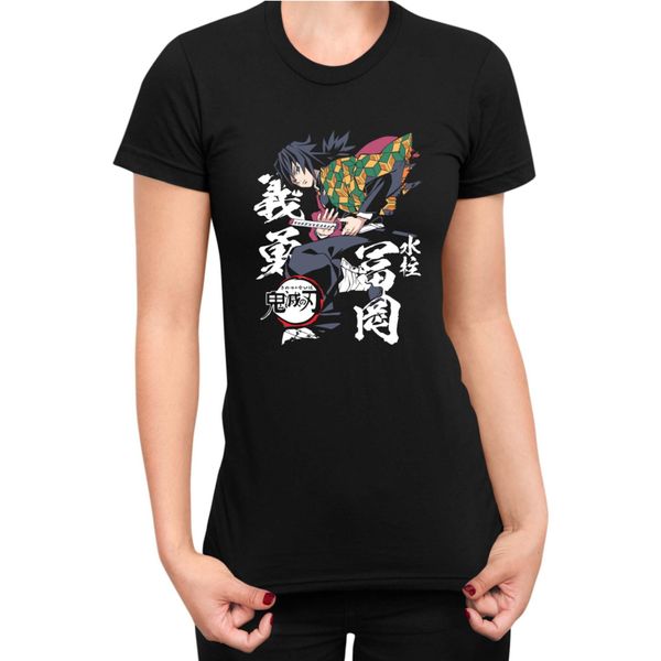Maglietta Da Donna Demon Anime Slayer Kimetsu No Yaiba Giyu Tomioka 02, Lady Xl , Noir-image