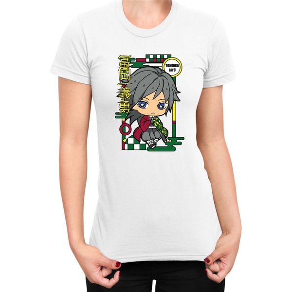 Maglietta Da Donna Demon Anime Slayer Kimetsu No Yaiba Chibi Giyu Tomioka, Lady S , Blanc-image