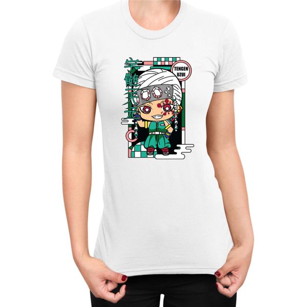 Maglietta Da Donna Demon Anime Slayer Kimetsu No Yaiba Chibi Tengen Uzui, Lady S , Blanc-image