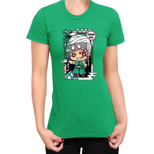 Maglietta Da Donna Demon Anime Slayer Kimetsu No Yaiba Chibi Tengen Uzui, Lady M , Vert-image