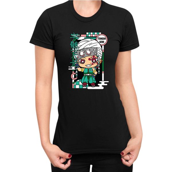 Maglietta Da Donna Demon Anime Slayer Kimetsu No Yaiba Chibi Tengen Uzui, Lady 2XL , Noir-image