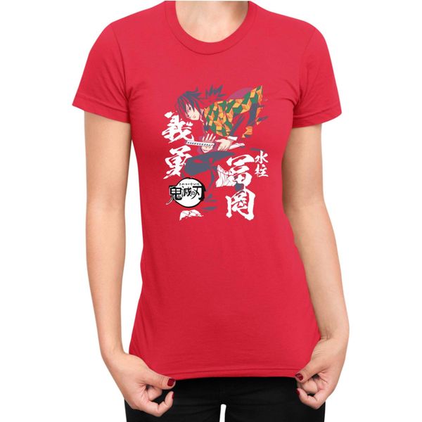 Maglietta Da Donna Demon Anime Slayer Kimetsu No Yaiba Giyu Tomioka 02, Lady Xl , Rouge-image