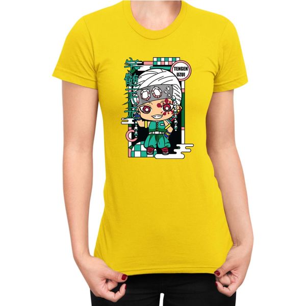 Maglietta Da Donna Demon Anime Slayer Kimetsu No Yaiba Chibi Tengen Uzui, Lady Xs , Jaune-image