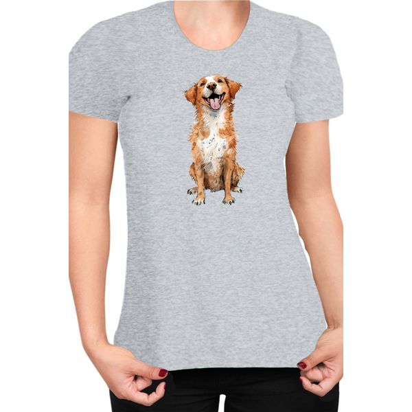 Maglietta Da Donna Funny Dogs Breeds Novia Scotia Duck Tolling Retriever Dog Breed, Lady Xl , Gris-image