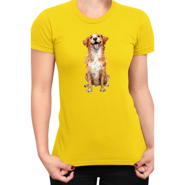 Maglietta Da Donna Funny Dogs Breeds Novia Scotia Duck Tolling Retriever Dog Breed, Lady S , Jaune-image