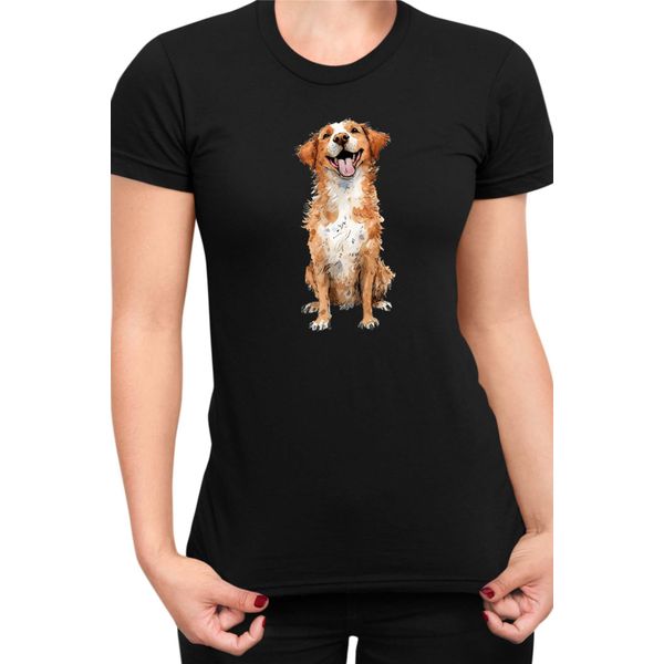 Maglietta Da Donna Funny Dogs Breeds Novia Scotia Duck Tolling Retriever Dog Breed, Lady Xs , Noir-image