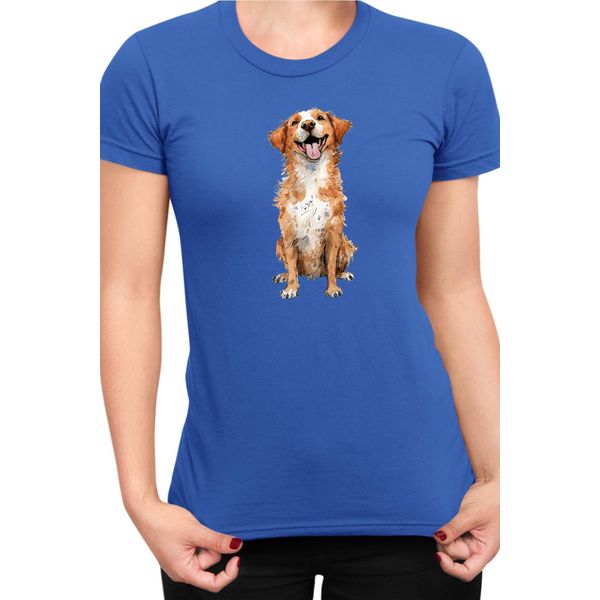 Maglietta Da Donna Funny Dogs Breeds Novia Scotia Duck Tolling Retriever Dog Breed, Lady 2XL , Bleu-image