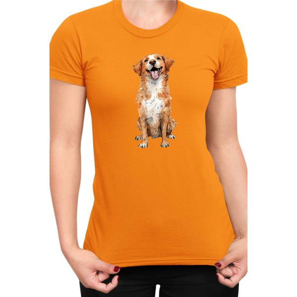 Maglietta Da Donna Funny Dogs Breeds Novia Scotia Duck Tolling Retriever Dog Breed, Lady Xl , Orange-image