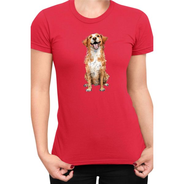 Maglietta Da Donna Funny Dogs Breeds Novia Scotia Duck Tolling Retriever Dog Breed, Lady L , Rouge-image