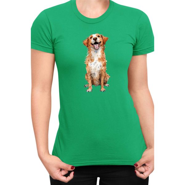 Maglietta Da Donna Funny Dogs Breeds Novia Scotia Duck Tolling Retriever Dog Breed, Lady 2XL , Vert-image
