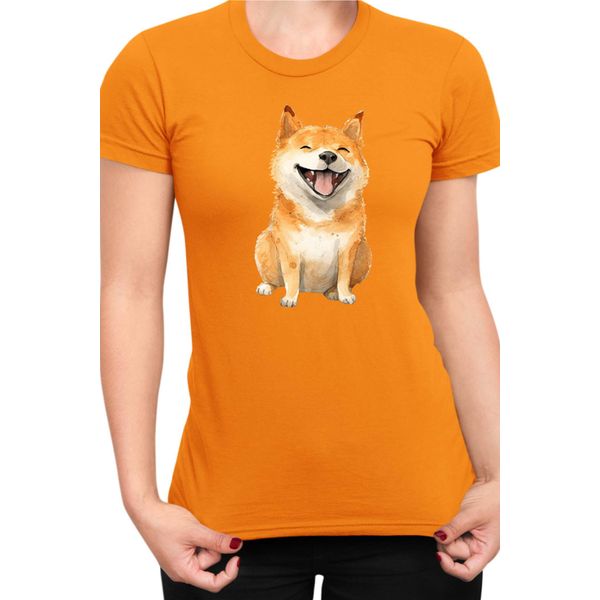 Maglietta Da Donna Funny Dogs Breeds Shiba Inu Dog Breed, Lady 2XL , Orange-image