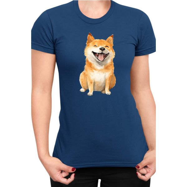Maglietta Da Donna Funny Dogs Breeds Shiba Inu Dog Breed, Lady M , Bleu Foncé-image